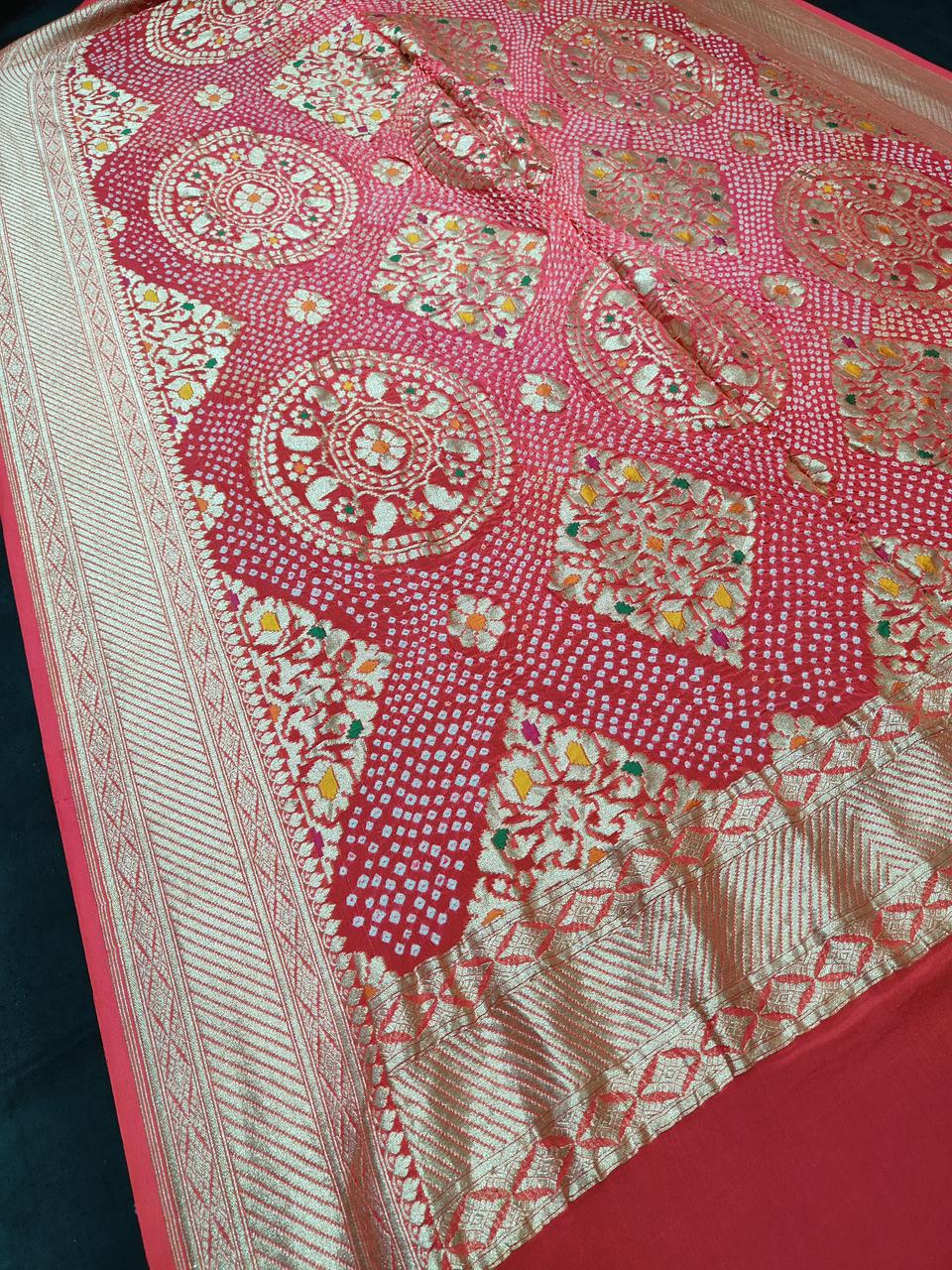 Saloni banarsi meenakari dupatta Bandhani dupatta - Saffronfashionindia