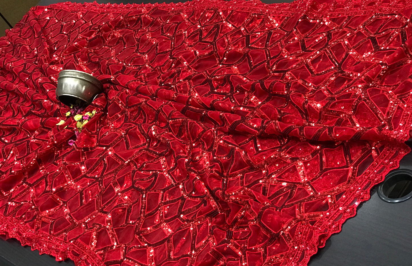 Red Velvet saree bridal saree Indian dresses SaffronFashion