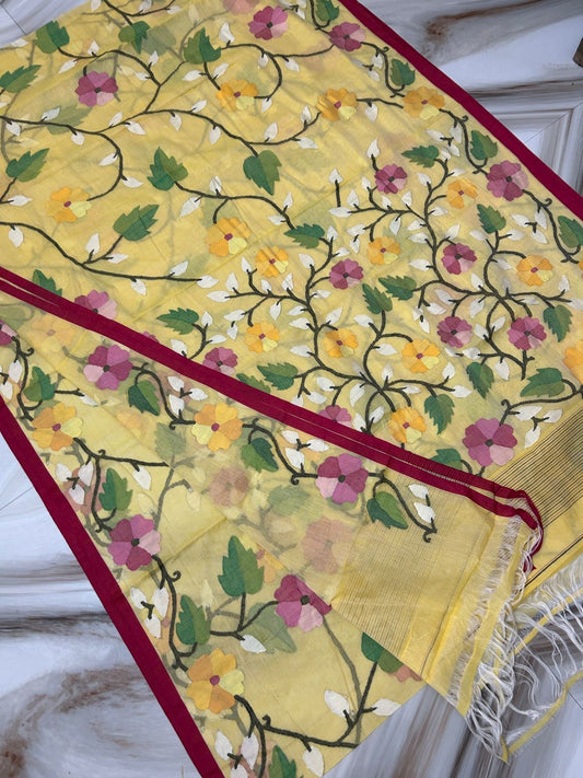 Nirvana Tantuj Jamdani saree women saree blouse - Saffronfashionindia