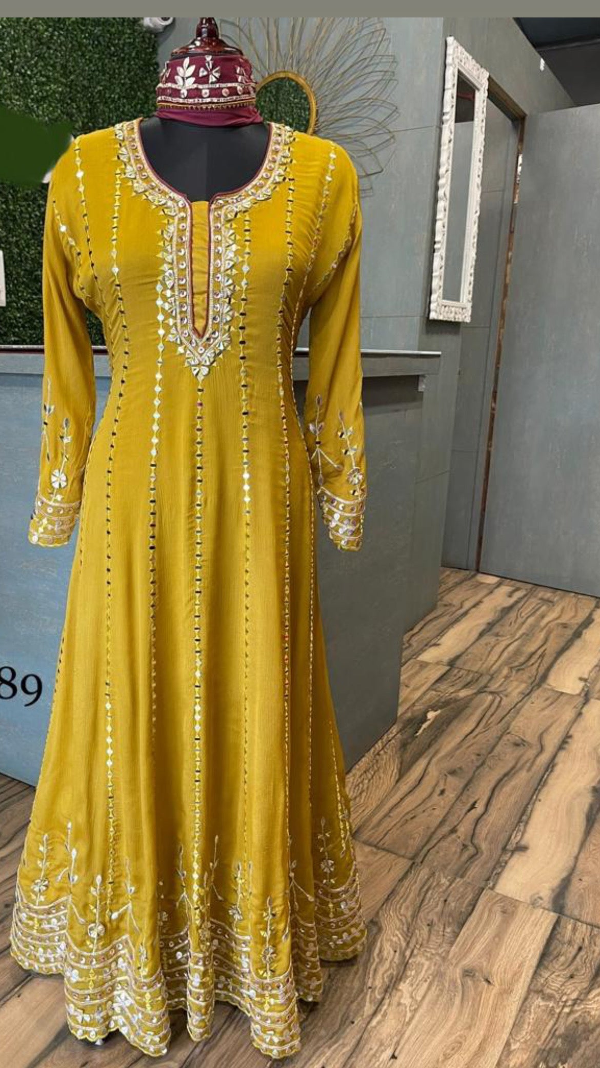 Yellow Anarkali Salwar suit Traditional suit - Saffronfashionindia