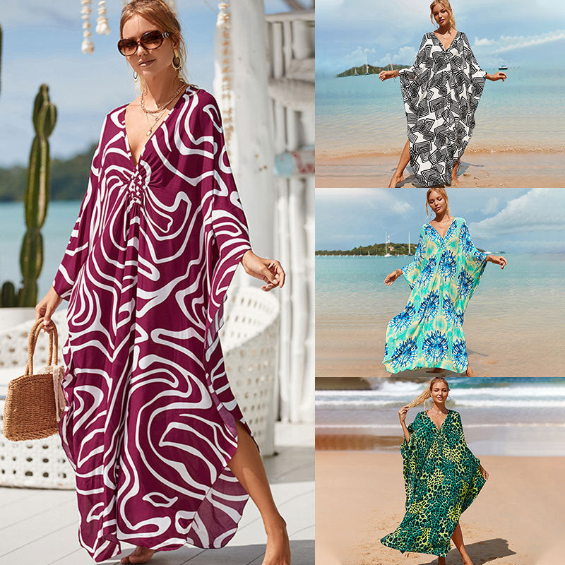 European And American Women's Seaside Vacation Robe Beach Dress Long Skirt - Saffronfashionindia