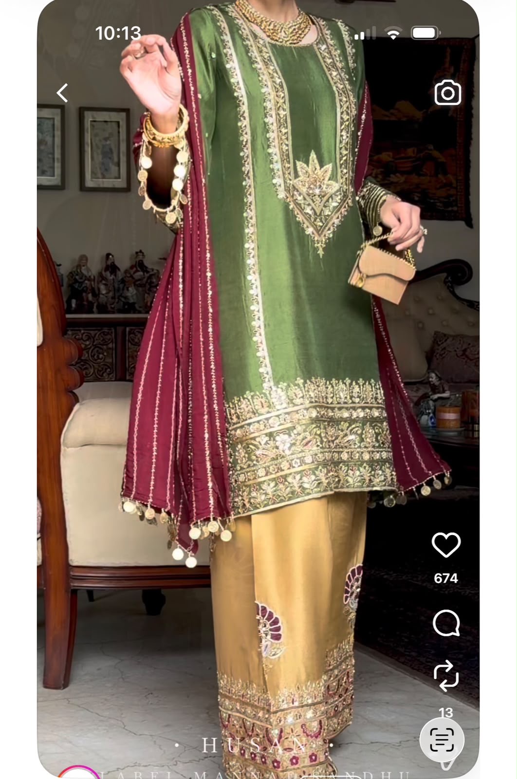Gulmohar salwar suit Crepe salwar kameez punjabi salwar suit SaffronFashion