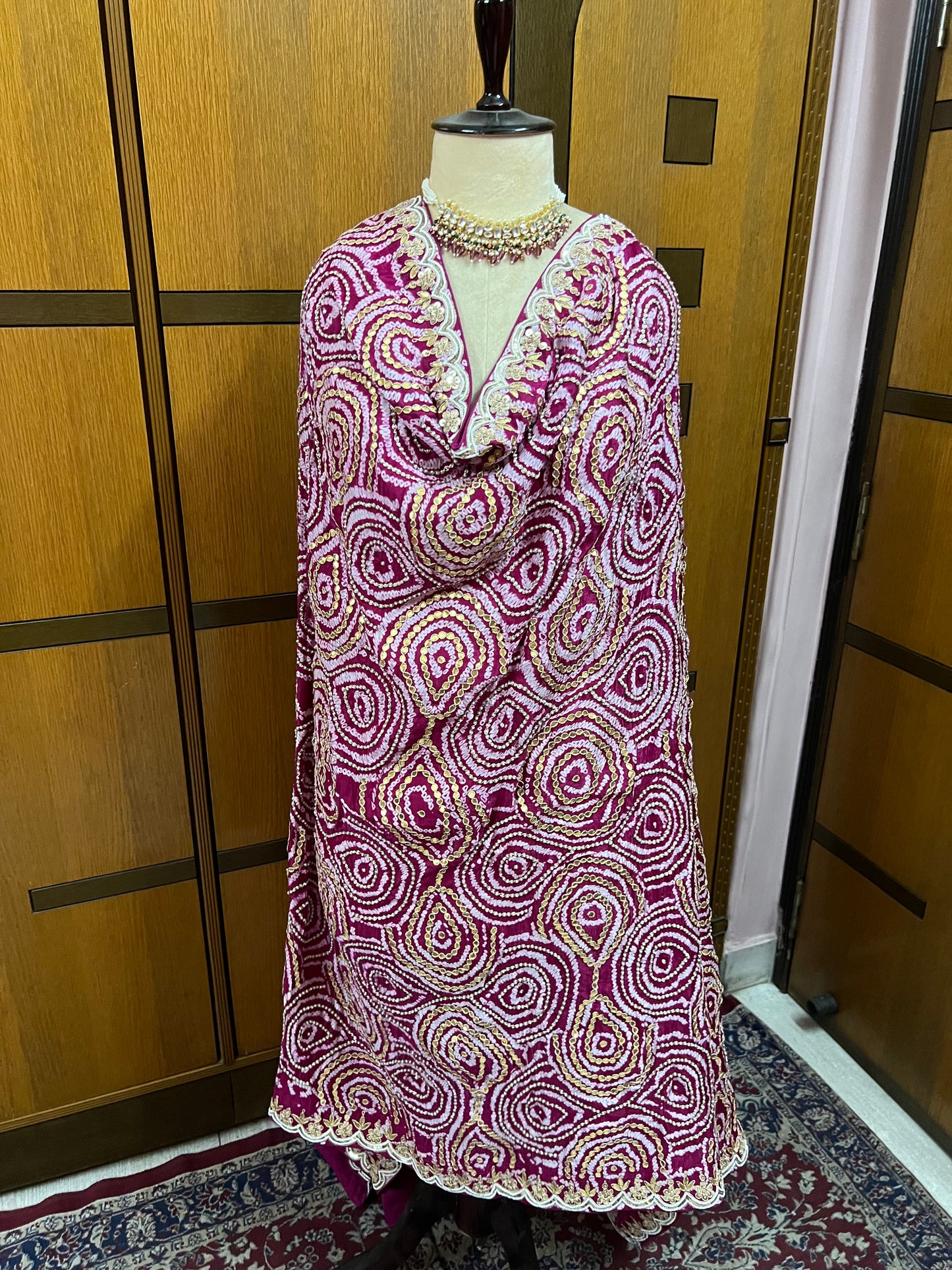Pink Gajji silk dupatta Embroidery dupatta - Saffronfashionindia