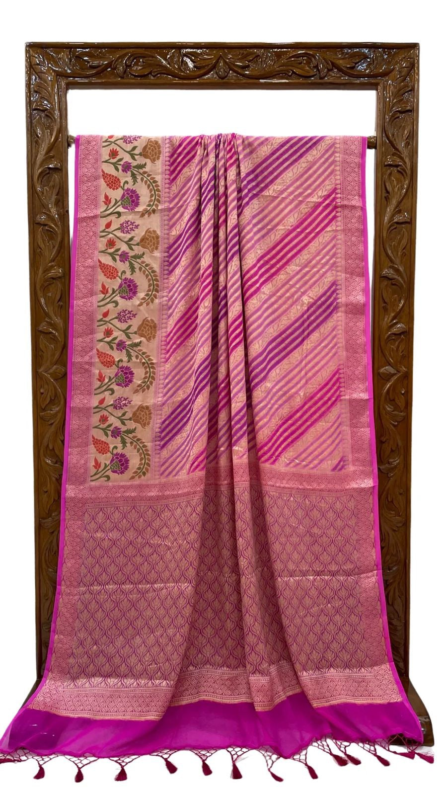 Alisha Chiffon Khaddi Banarsi saree Indian sari blouse SaffronFashion