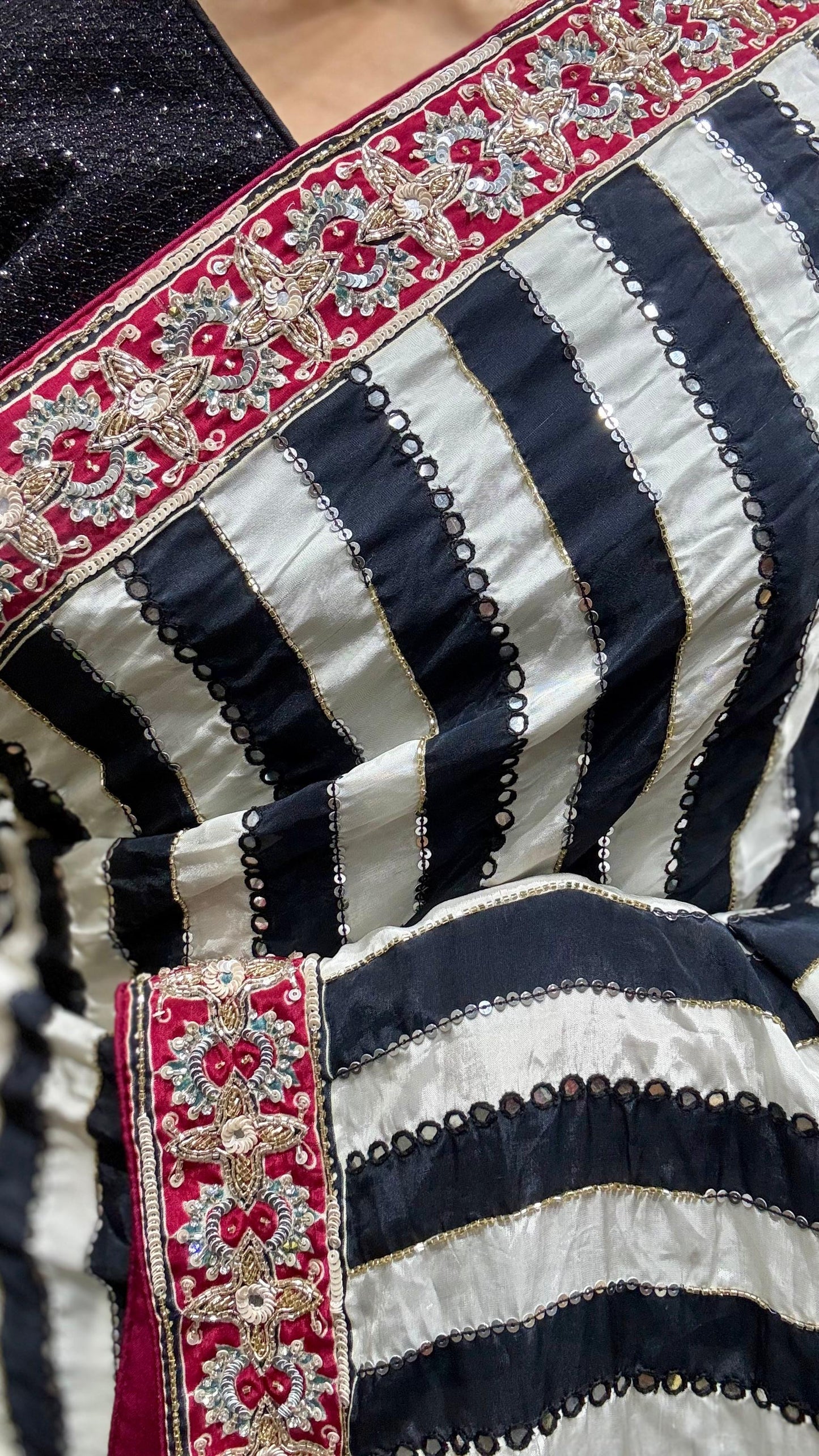 Ajrakh saree hand embroidered saree women sari blouse SaffronFashion