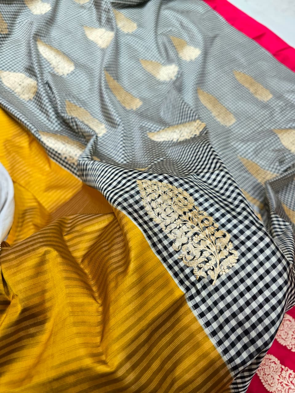 Iktara styled fusion silk saree katan silk saree wedding sari blouse SaffronFashion