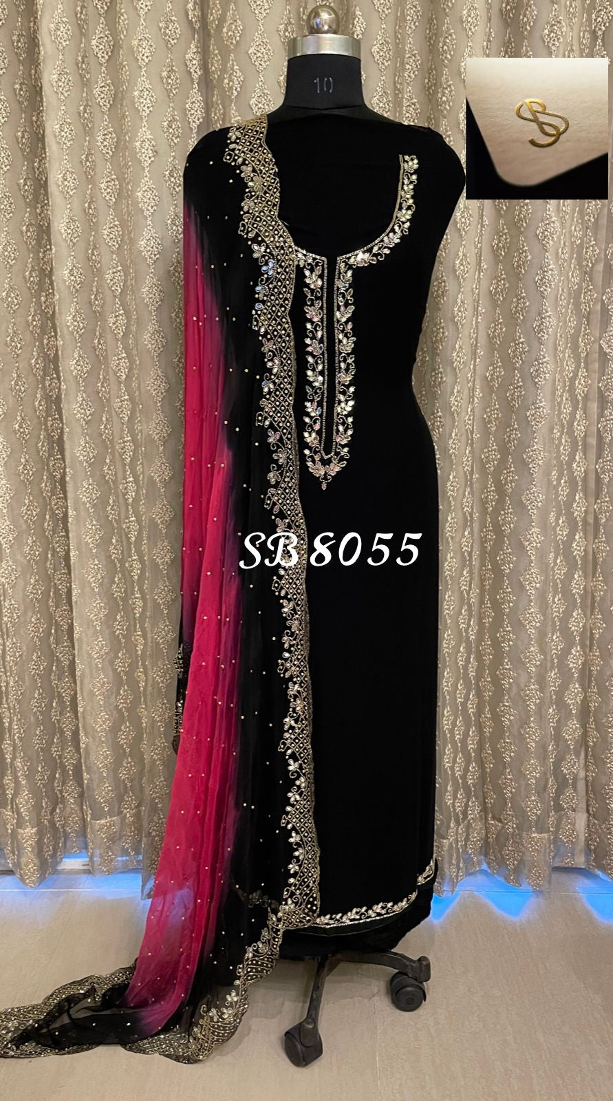 Rubisha black gorgette chiffon salwar kameez - Saffronfashionindia