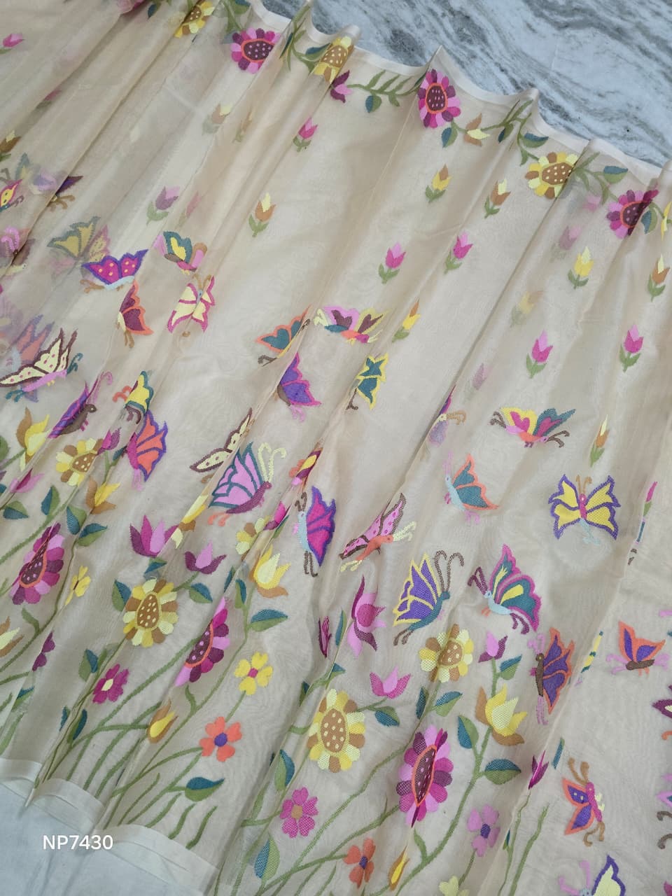 Muslin Jamdani saree tantuj saree handmade sari blouse SaffronFashion