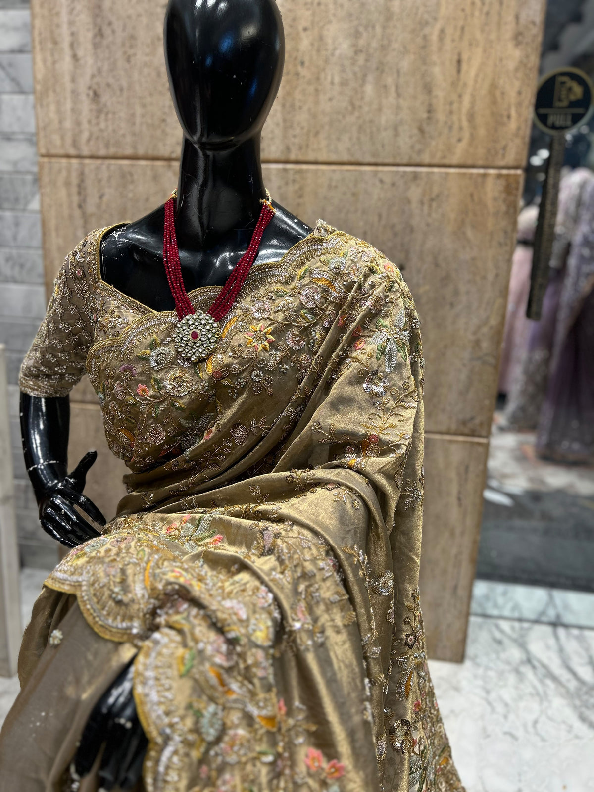 Silk organza saree embroidered saree Indian sari blouse hand embroidered sarees SaffronFashion