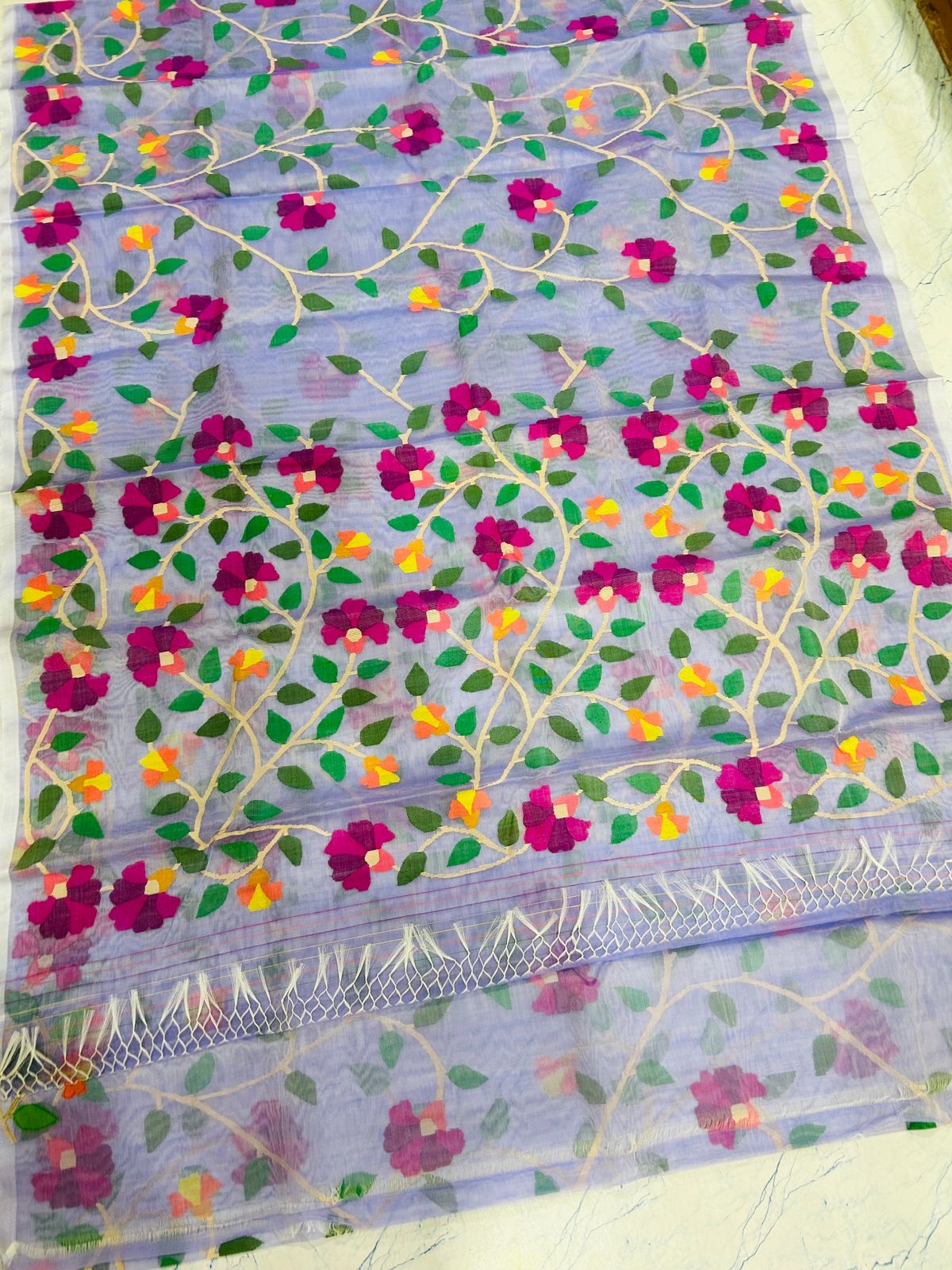 Ramvi Jamdani saree handwoven muslin Tantuj sarees - Saffronfashionindia
