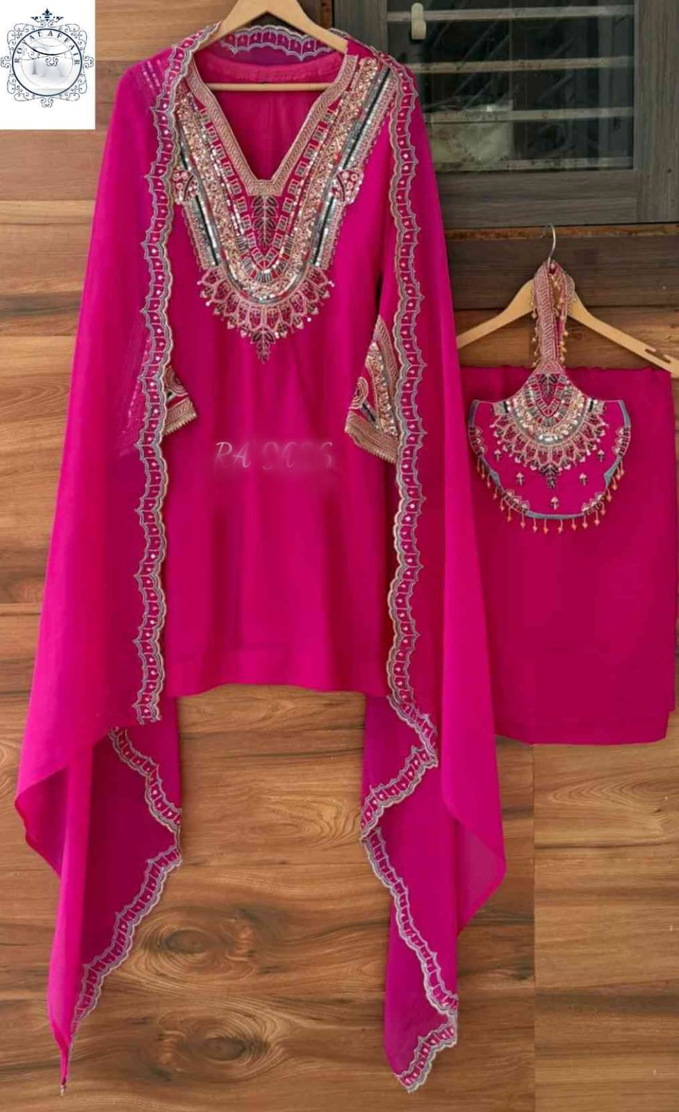 Embroidered Salwar Suit with Dupatta | Pakistani Style Designer Suit SaffronFashion
