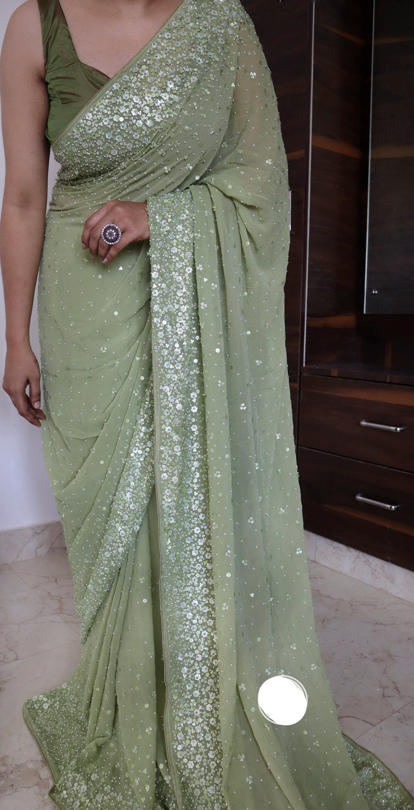Luxury chiffon Gorgette saree beautiful saree aeros ki inspired saree blouse SaffronFashion