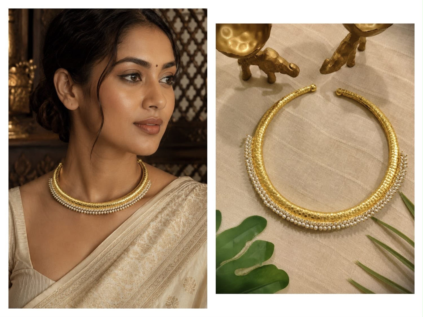 Golden inspired hasli pearl hasli women jewellery SaffronFashion