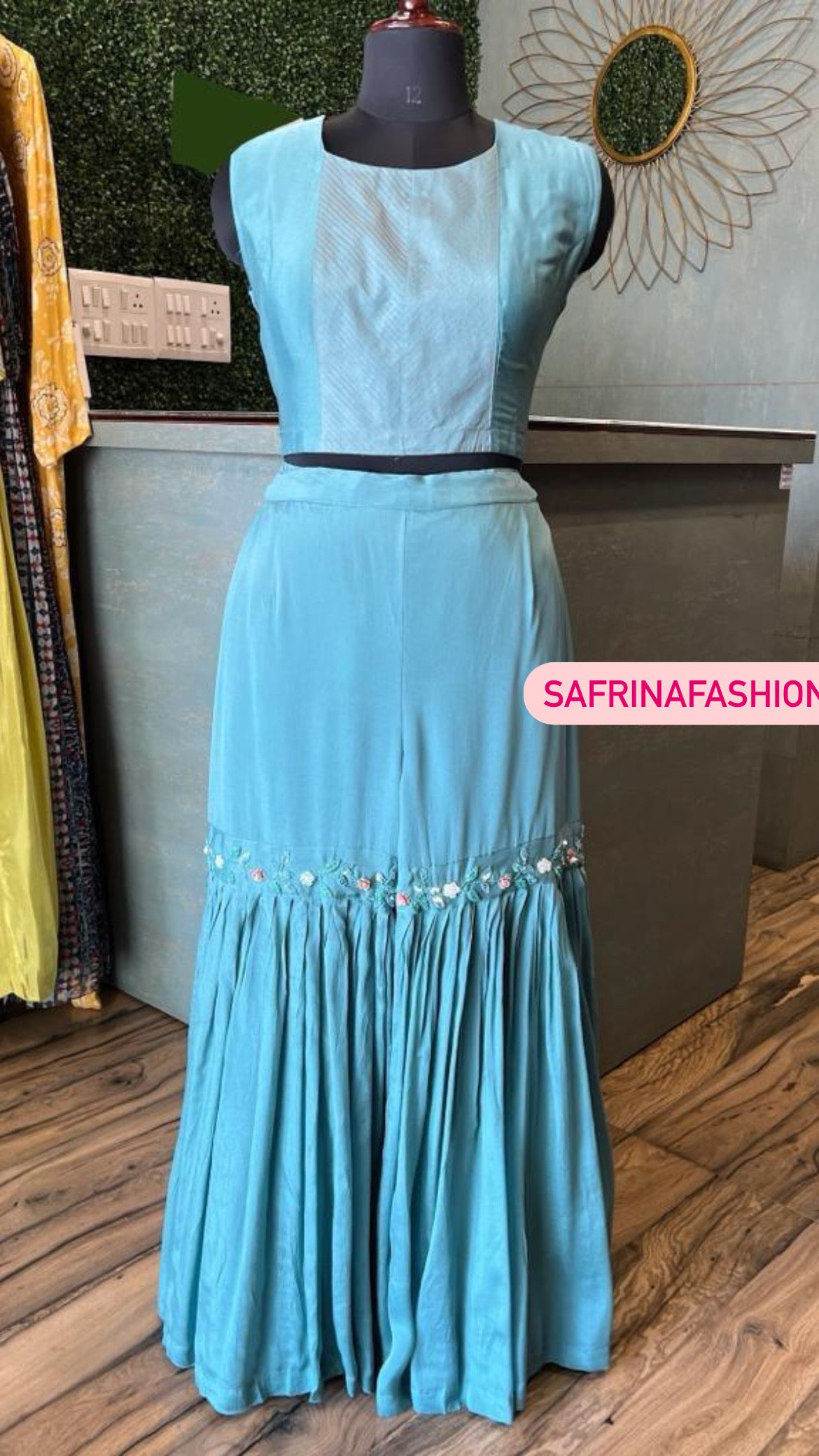 Firoza blue indowestern dress lovely dress - Saffronfashionindia