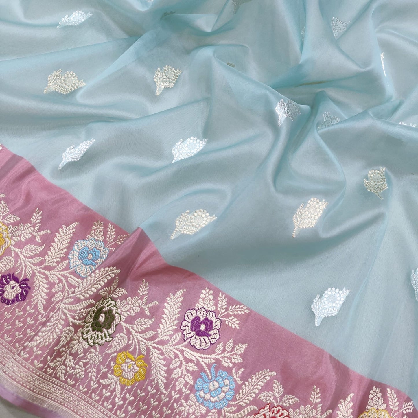 Pirani Kora silk saree handwoven sarees blouse SaffronFashion
