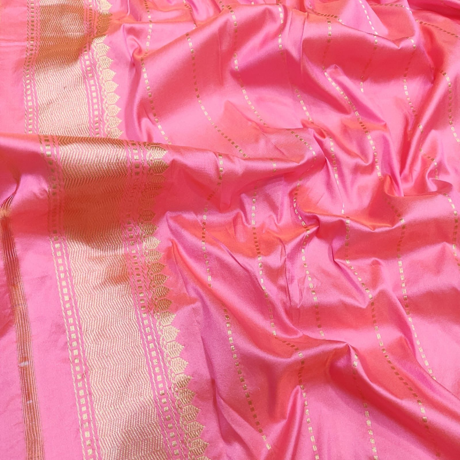 Pink Katan handwoven silk saree beautiful sarees - Saffronfashionindia