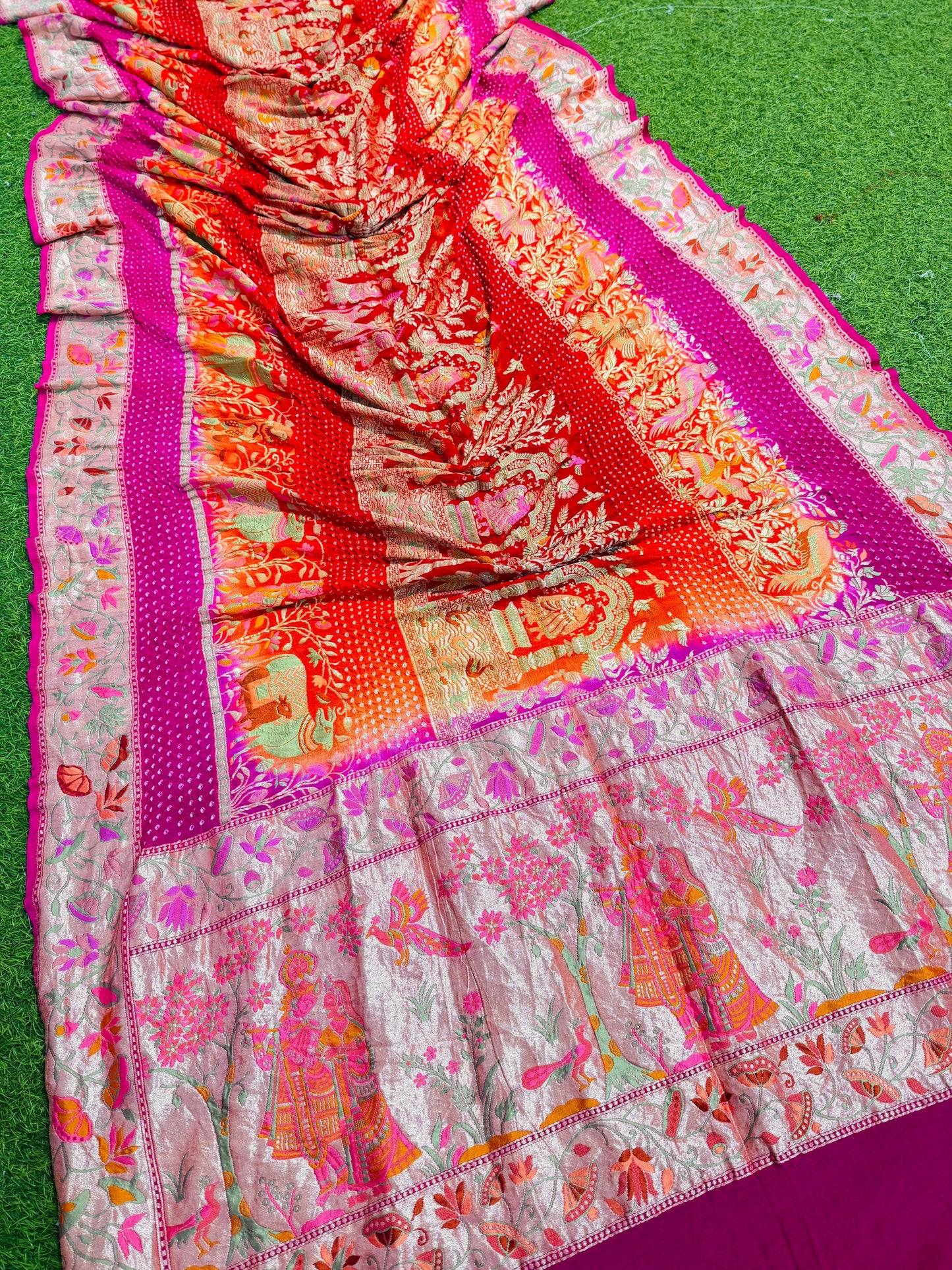 Banarsi meenakari saree Indian traditional sarees blouse SaffronFashion