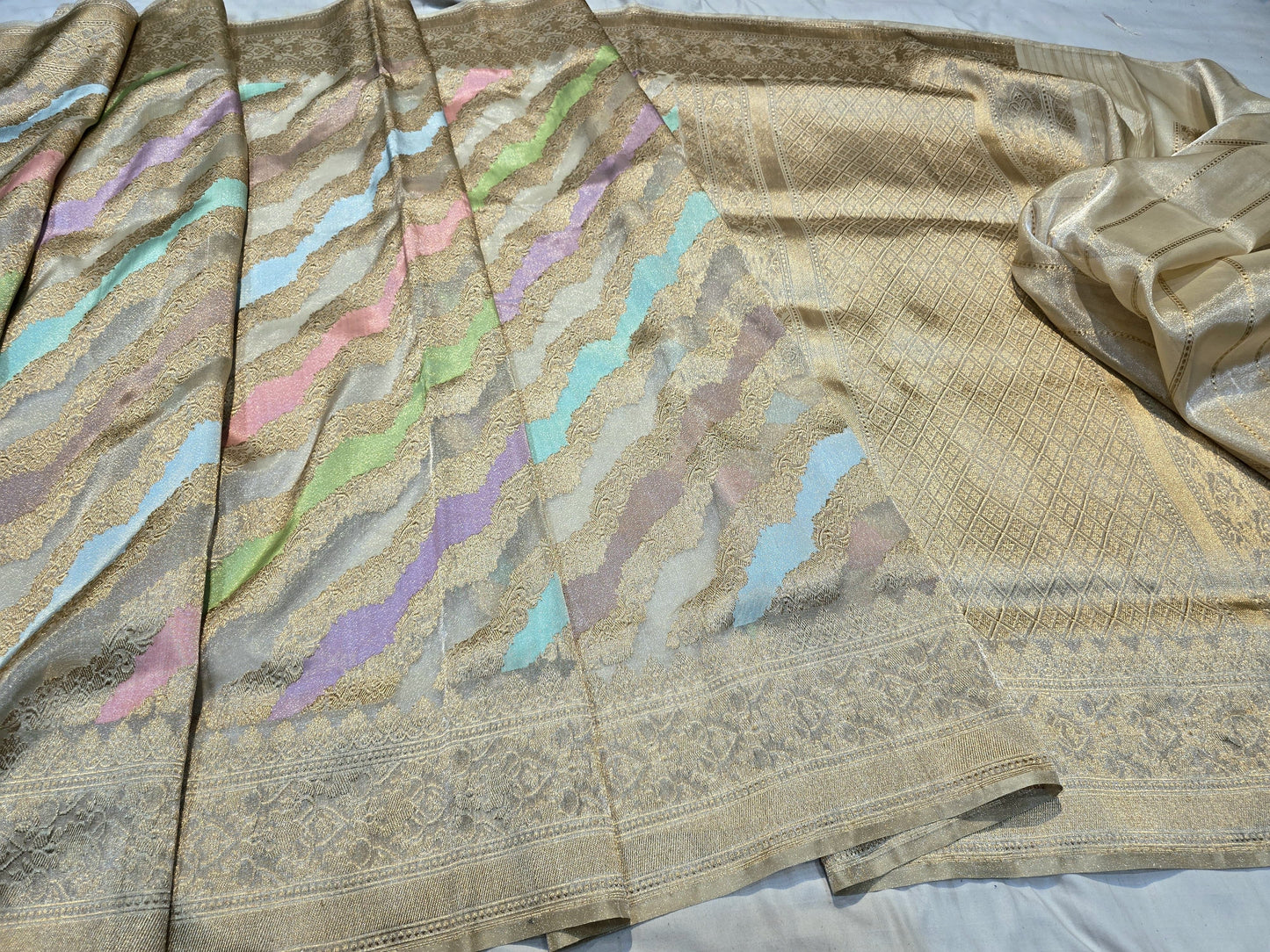 Contemporary iktara saree tissue saree kadwa sarees handwoven sari blouse SaffronFashion