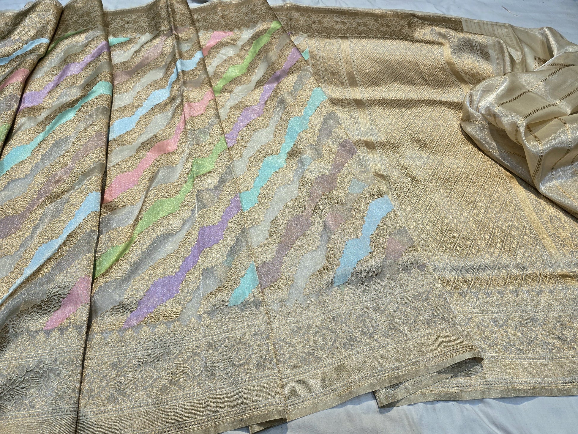 Contemporary iktara saree tissue saree kadwa sarees handwoven sari blouse SaffronFashion
