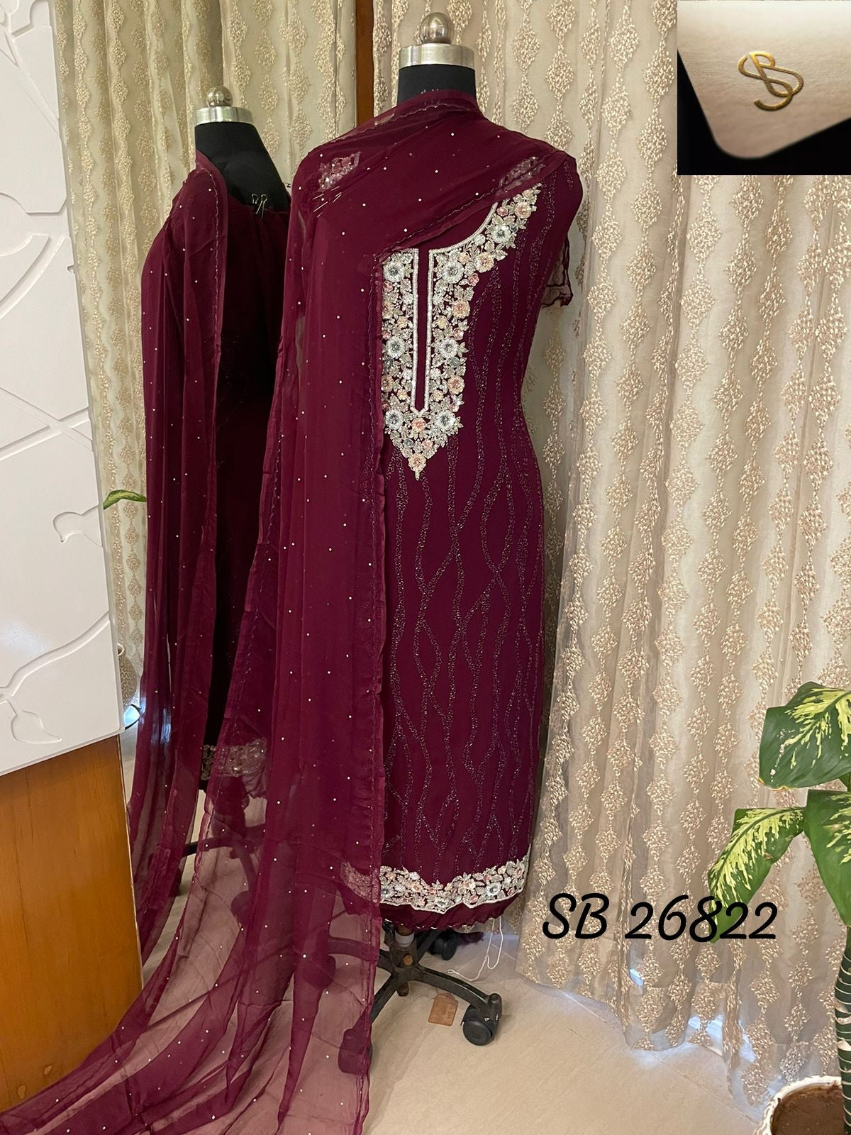 Ariba cutdana gorgette Indian Pakistani Salwar suit - Saffronfashionindia
