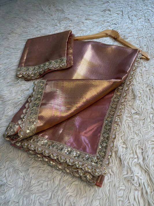 Banarsi Kanjeevaram zari saree party wear sari blouse - Saffronfashionindia