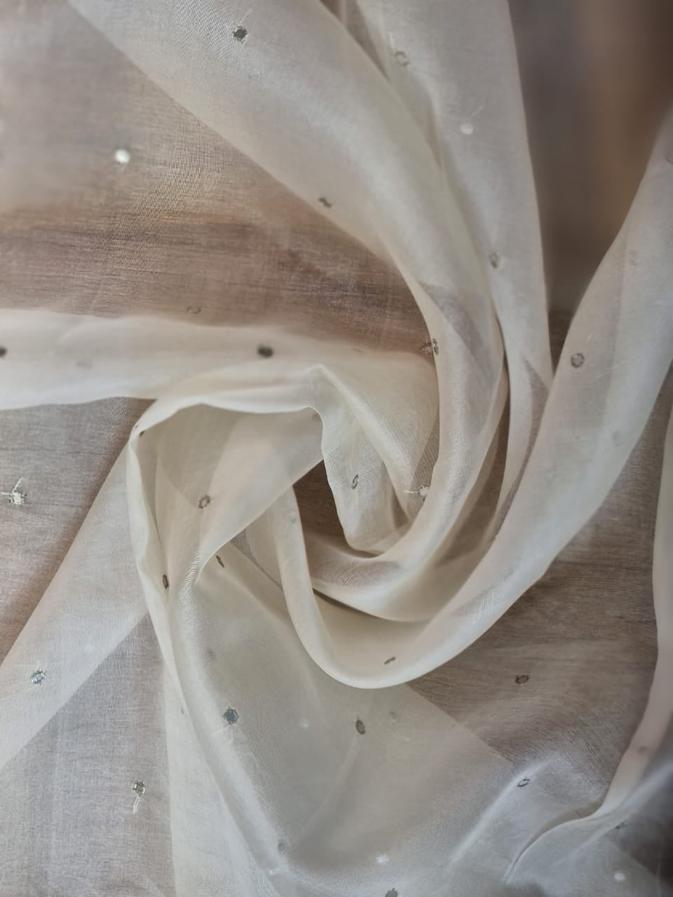Embroidery striped organza silk saree - Saffronfashionindia
