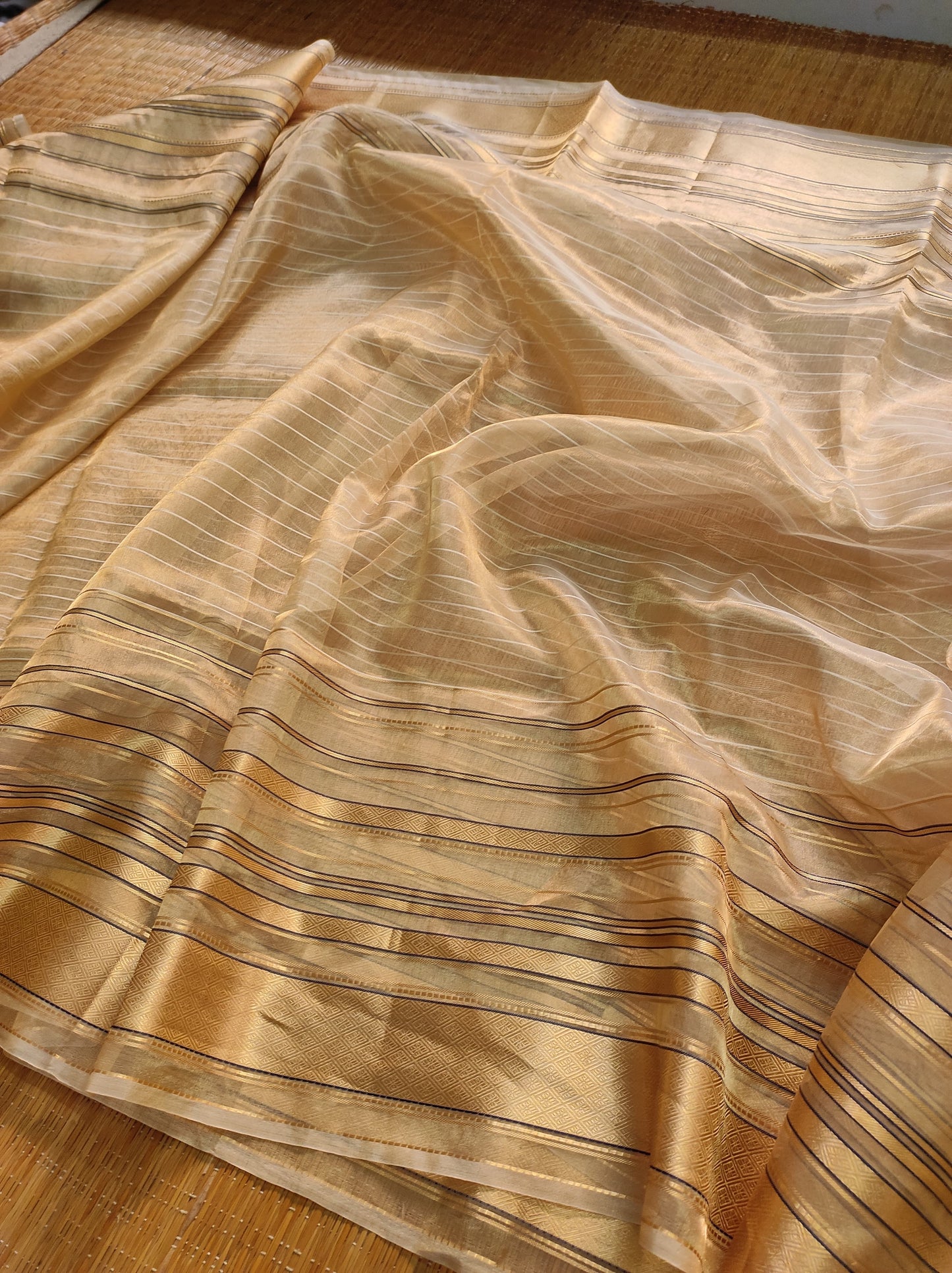 Chiniya Striped tissue sarees - Saffronfashionindia