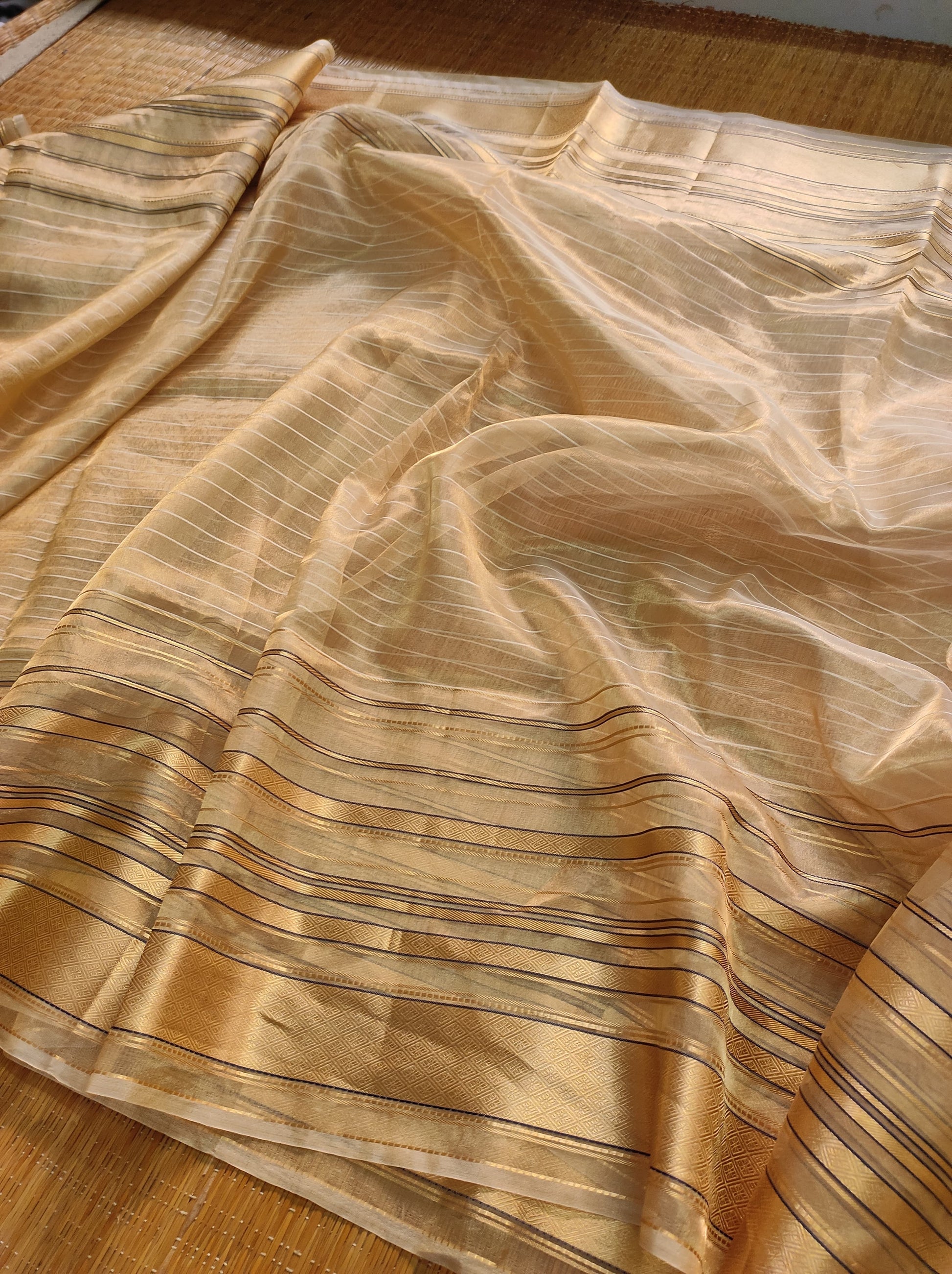 Chiniya Striped tissue sarees - Saffronfashionindia