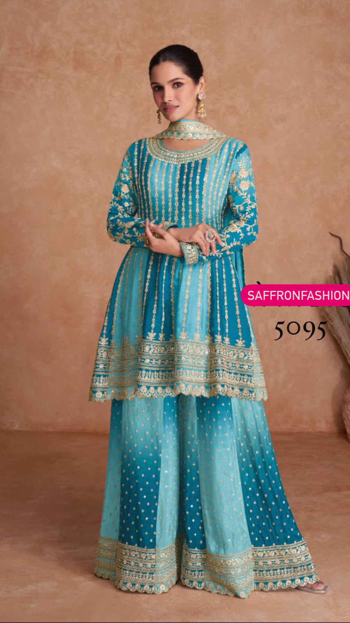 Ruvika chinon dress Indian dress - Saffronfashionindia