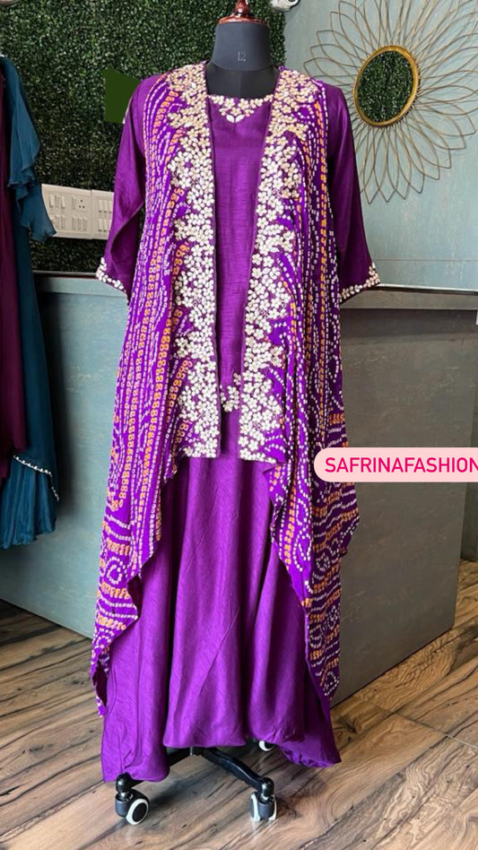 Purple Gottapatti indowestern dress - Saffronfashionindia