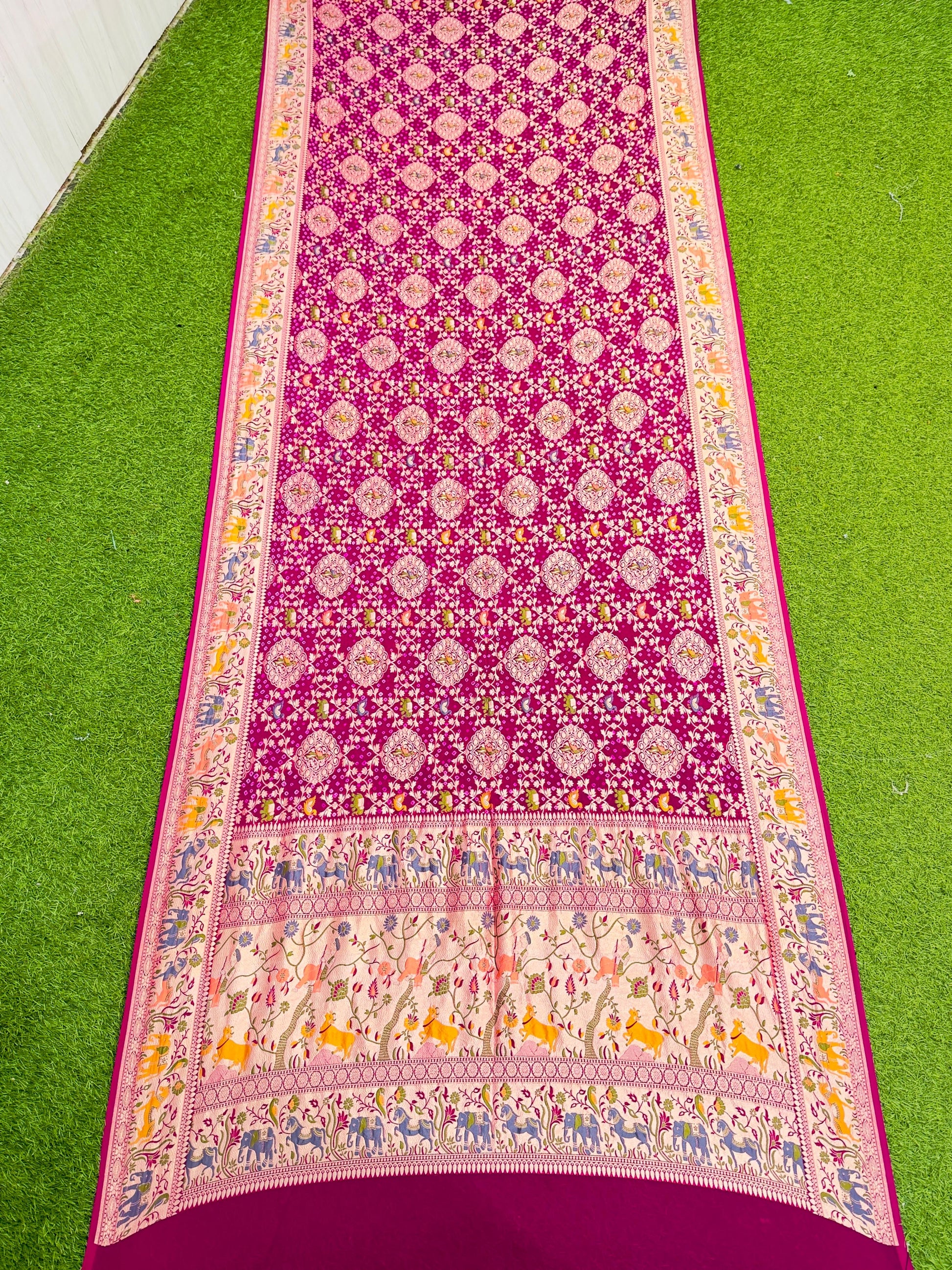 Gorgette Banarsi saree meenakari sari blouse Indian sarees SaffronFashion