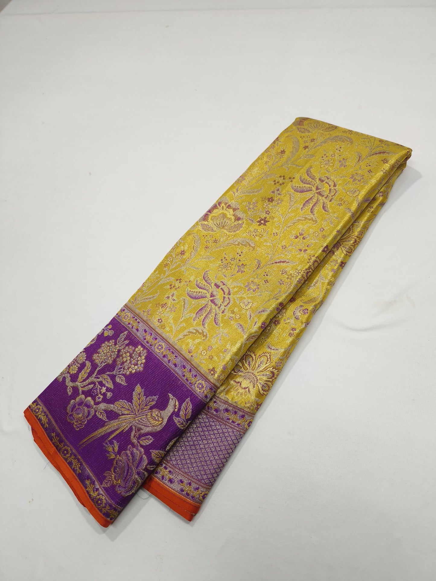 Yellow bridal Kanjeevaram traditional saree - Saffronfashionindia