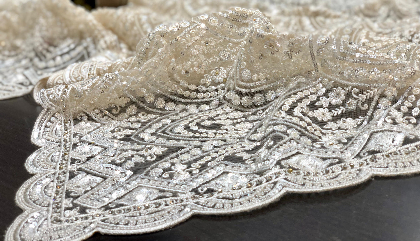 Royal white saree designer saree Indian wedding sarees blouse SaffronFashion