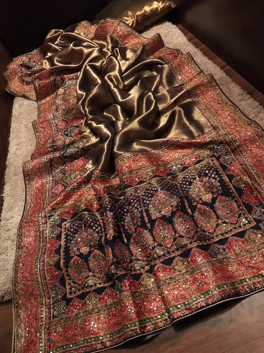 Kani Silk saree Kashmiri sarees Indian sari blouse SaffronFashion