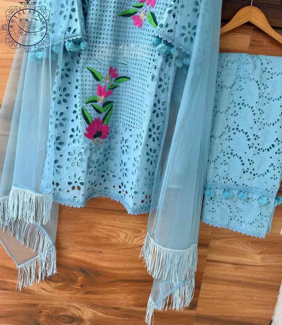 Chikankari stitched shirt set designer dress Saffronfashionindia