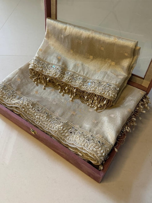 Ruhani tissue silk saree partywear sari Banarsi sarees SaffronFashion