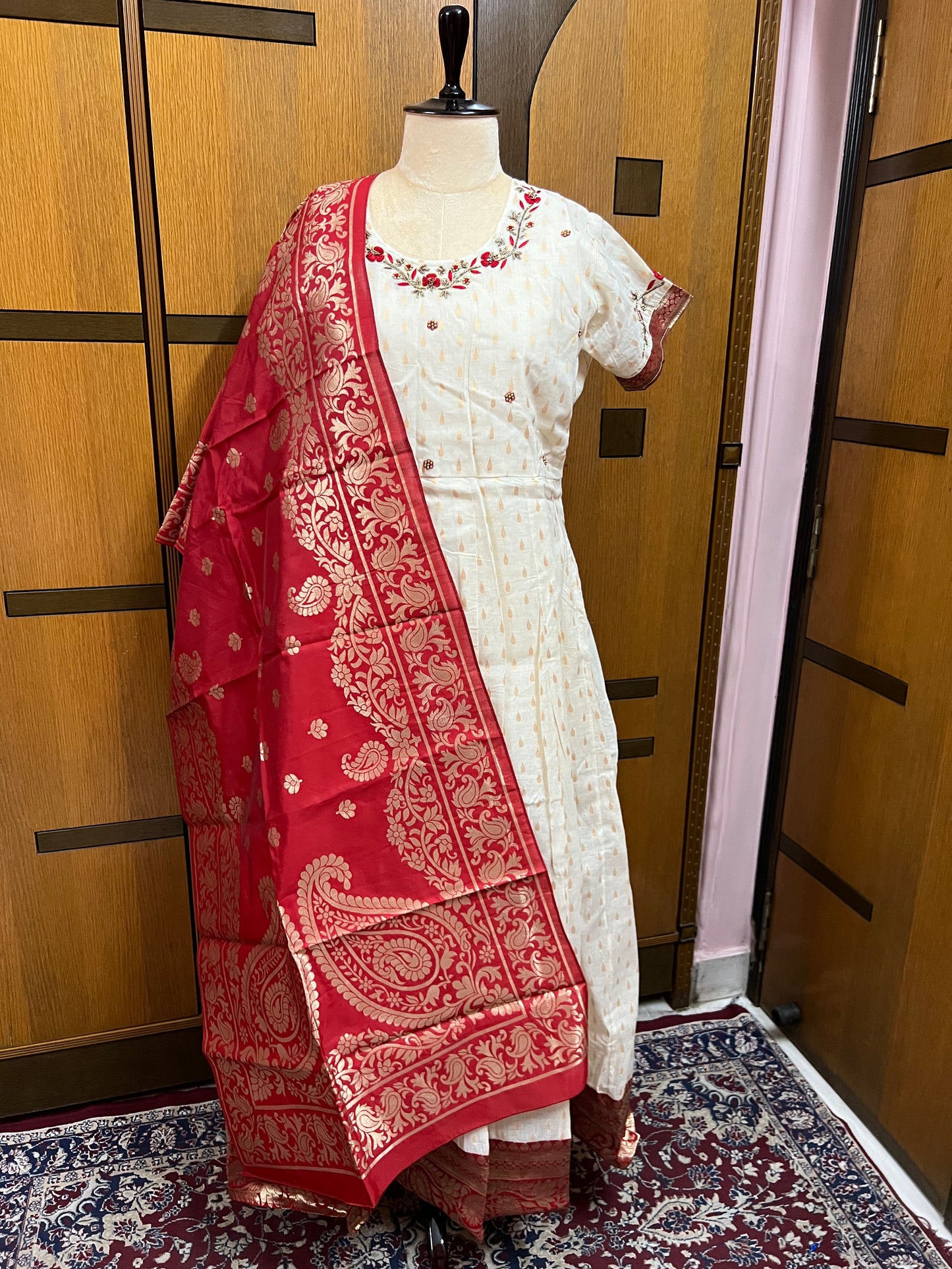 Red Anarkali inspired Kurti Set - Saffronfashionindia