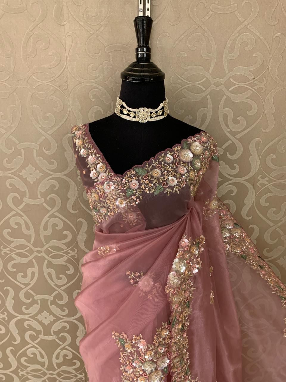 Inisha Partywear saree organza saree sequins saree - Saffronfashionindia