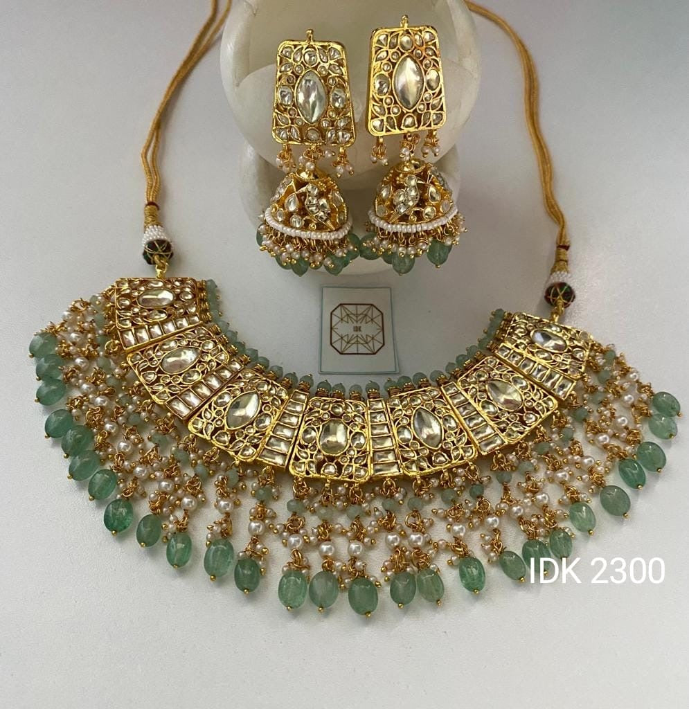 Johba kundan bridal set Indian Pakistani necklace set - Saffronfashionindia