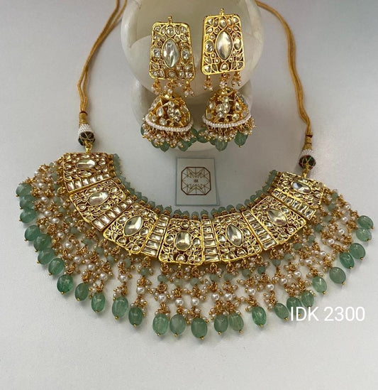 Johba kundan bridal set Indian Pakistani necklace set - Saffronfashionindia