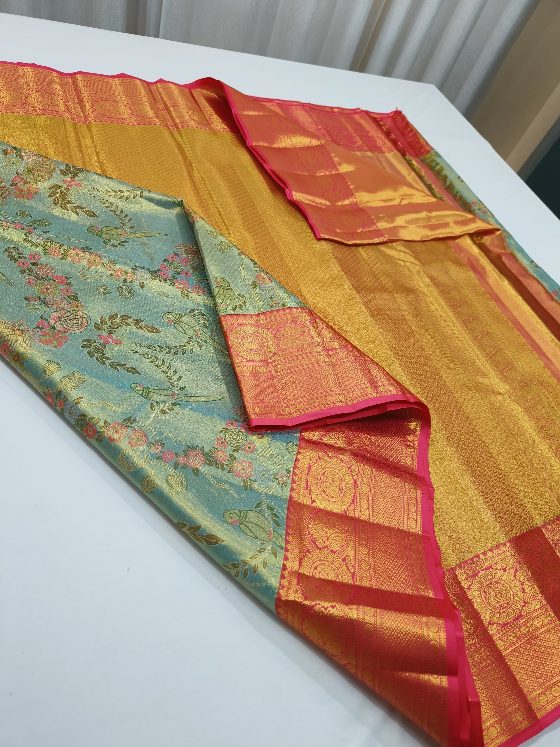 Lavita floral Kanjeevaram silk saree traditional Indian saree - Saffronfashionindia