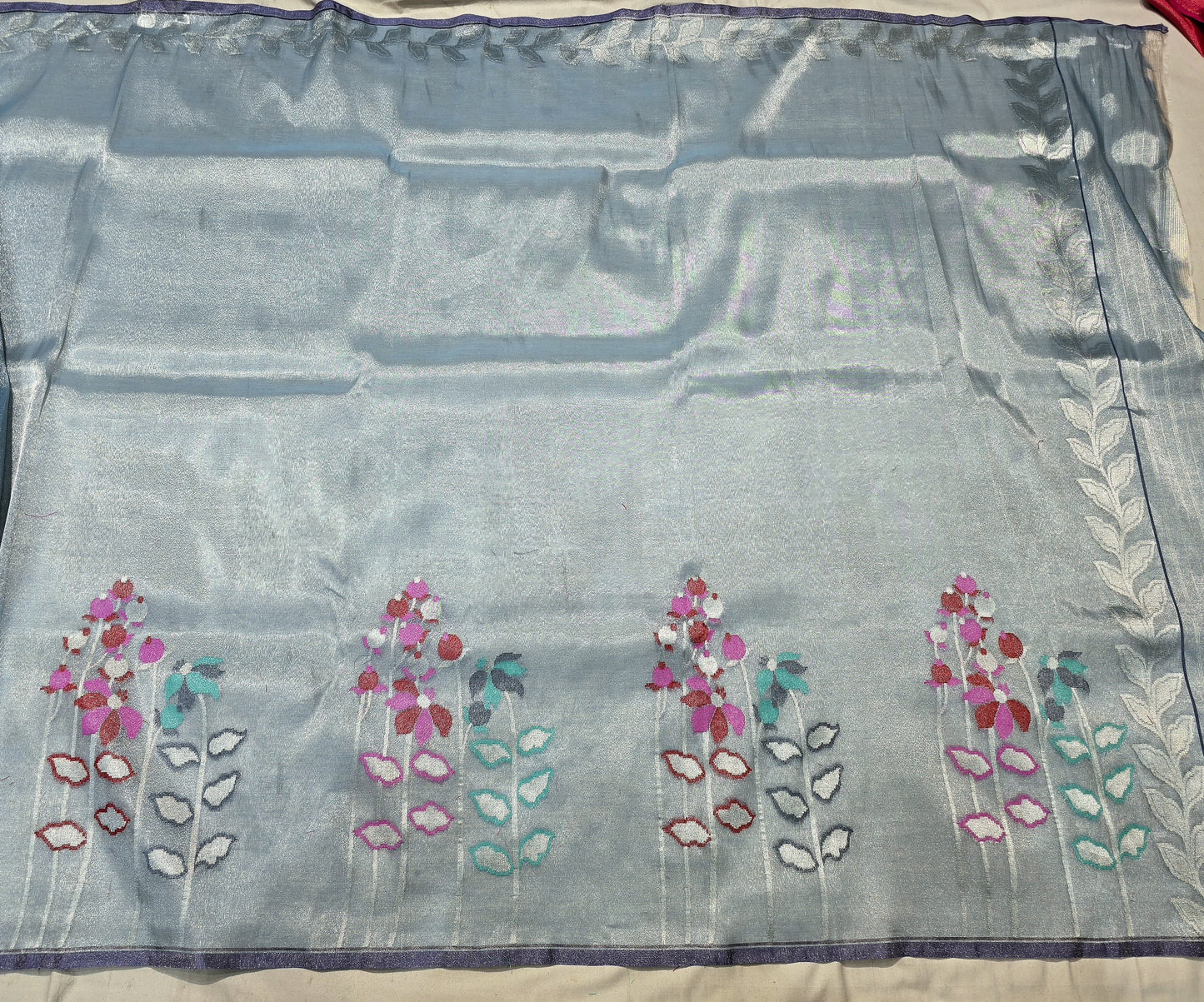 Tissue iktara saree Bengal traditional saree Indian sari blouse Saffronfashionindia