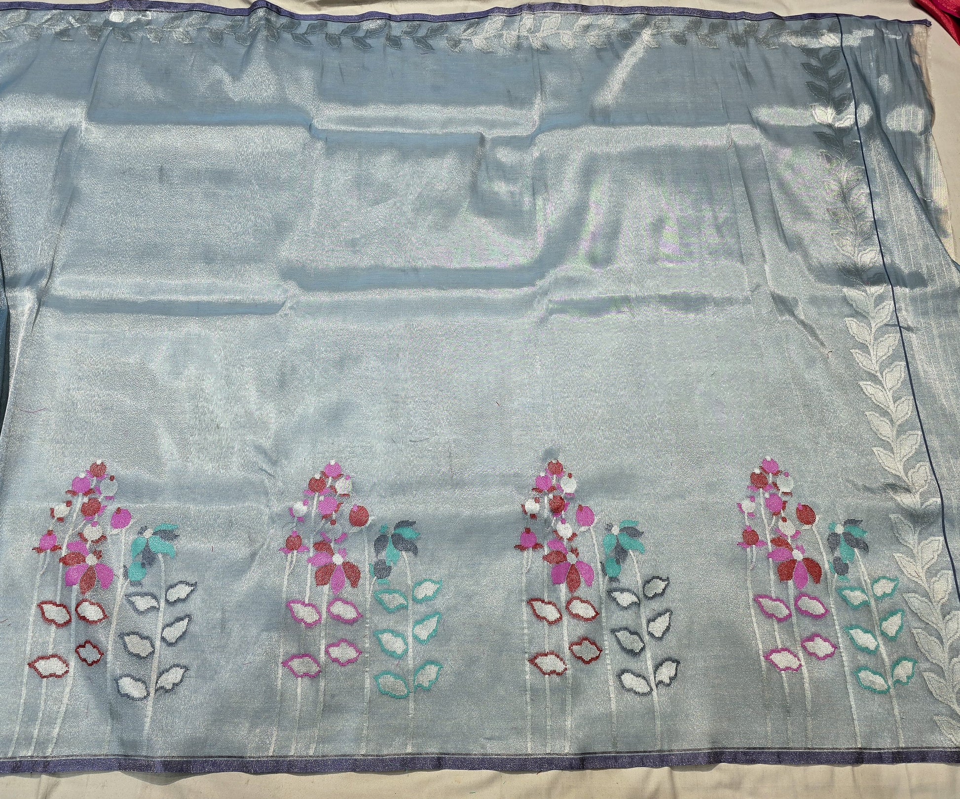 Tissue iktara saree Bengal traditional saree Indian sari blouse Saffronfashionindia