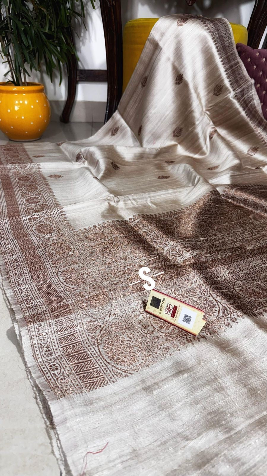 Tussar handwoven luxury saree Indian saree blouse SaffronFashion
