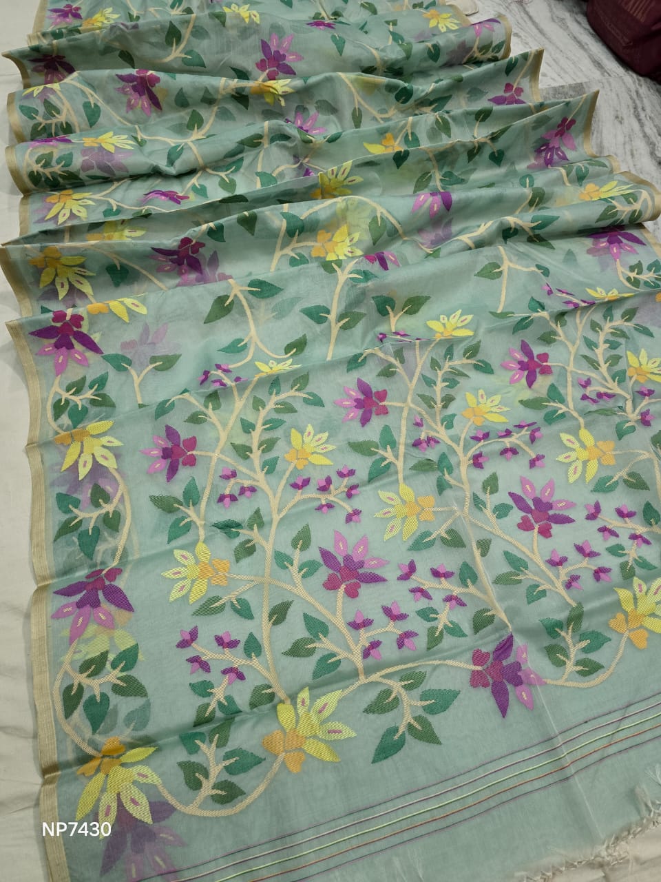 Reshmka Jamdani Saree Muslin Tantuj Saree - Saffronfashionindia