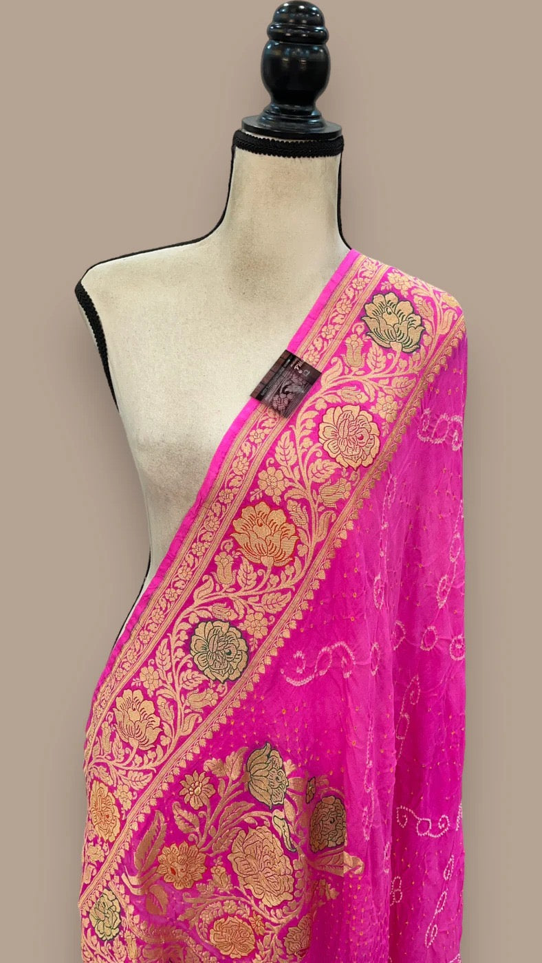 Bandhej dupatta Handlooms dupatta - Saffronfashionindia