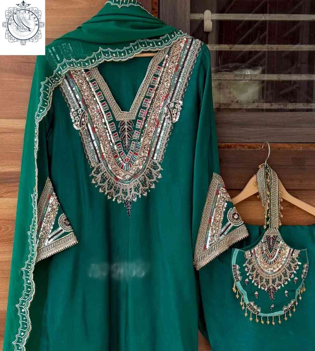 Embroidered Salwar Suit with Dupatta | Pakistani Style Designer Suit SaffronFashion