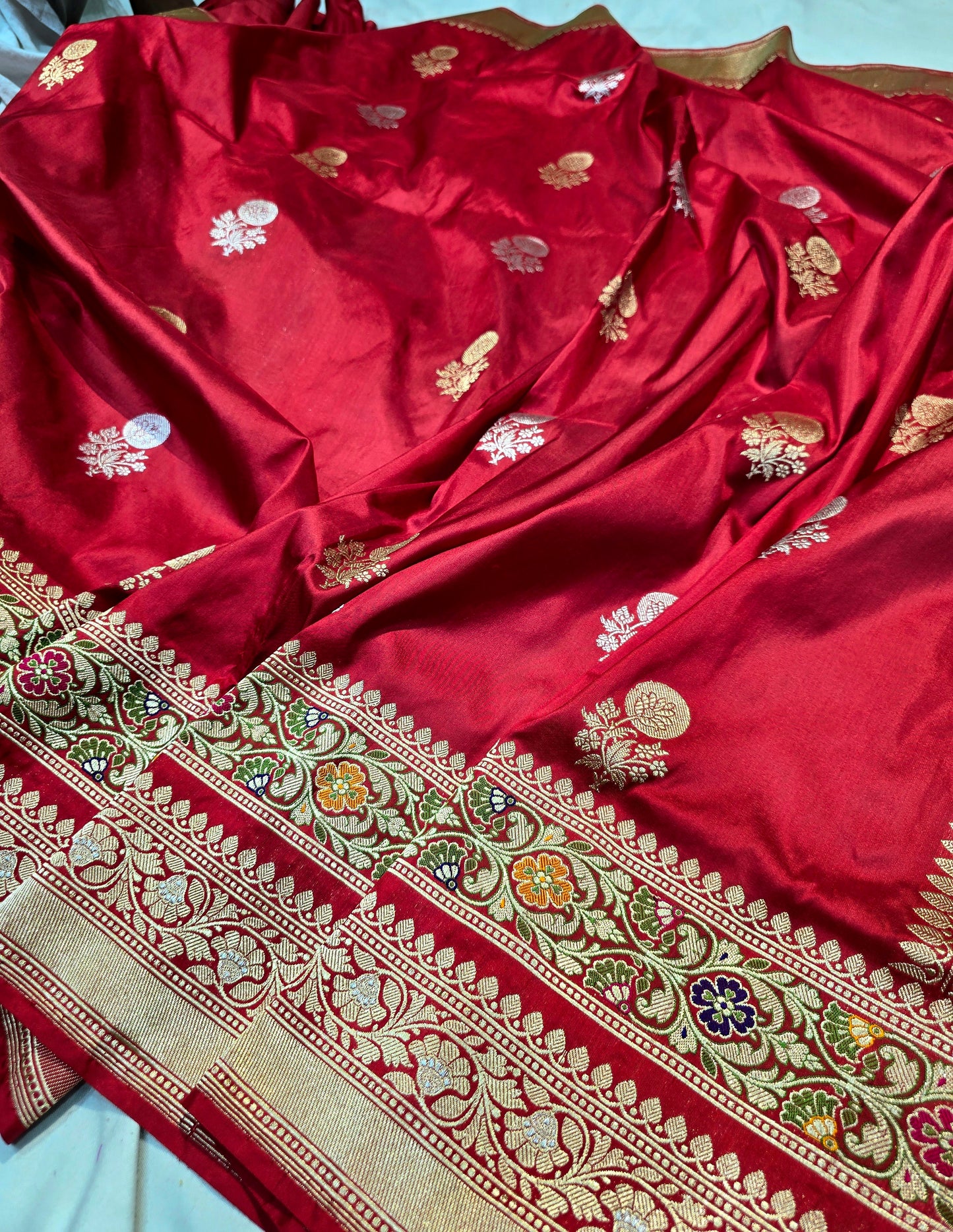 Red bridal saree Katan kadwa sarees Indian sari blouse SaffronFashion