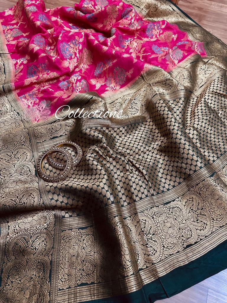 Pink beautiful munga silk saree - Saffronfashionindia