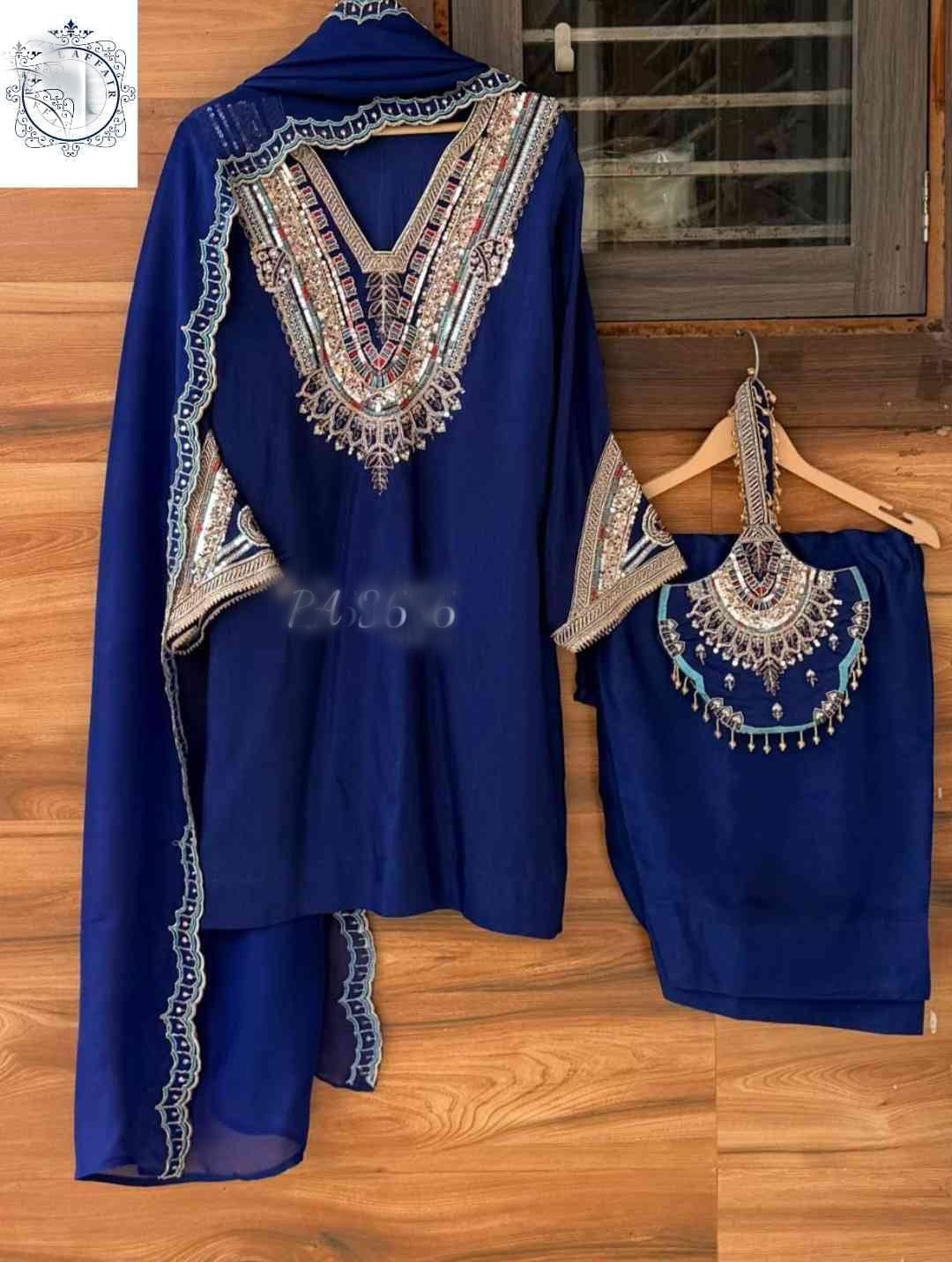 Embroidered Salwar Suit with Dupatta | Pakistani Style Designer Suit SaffronFashion